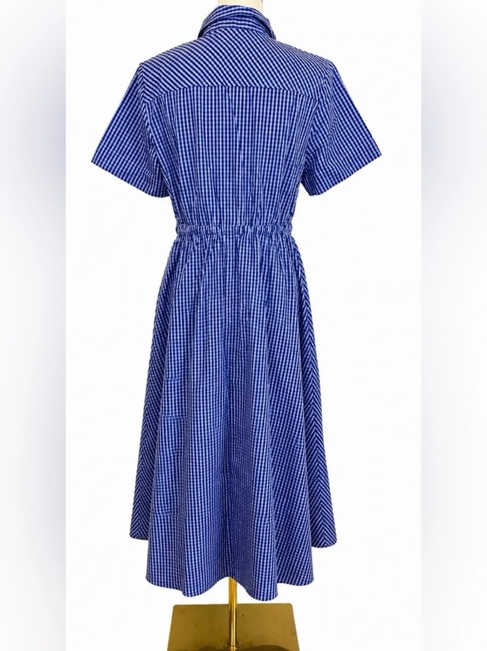 J.Crew Cerise shirt-dress in gingham cotton poplin in brilliant indigo - Picture 6 of 9